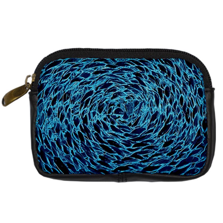 Neon Abstract Surface Texture Blue Digital Camera Leather Case