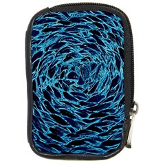 Neon Abstract Surface Texture Blue Compact Camera Leather Case