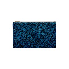 Neon Abstract Surface Texture Blue Cosmetic Bag (small) by HermanTelo