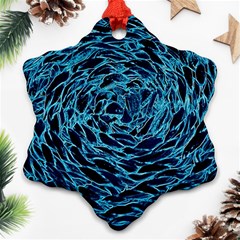 Neon Abstract Surface Texture Blue Snowflake Ornament (two Sides) by HermanTelo