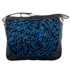 Neon Abstract Surface Texture Blue Messenger Bag