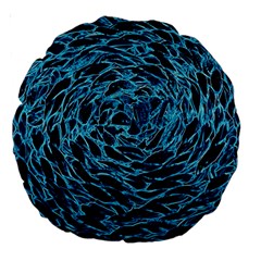 Neon Abstract Surface Texture Blue Large 18  Premium Round Cushions