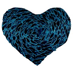 Neon Abstract Surface Texture Blue Large 19  Premium Heart Shape Cushions