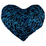 Neon Abstract Surface Texture Blue Large 19  Premium Heart Shape Cushions Front