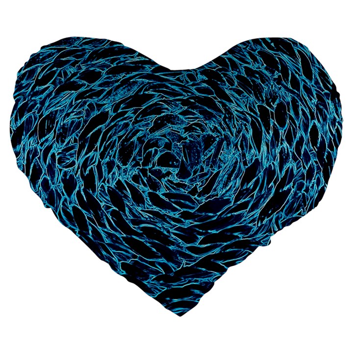 Neon Abstract Surface Texture Blue Large 19  Premium Heart Shape Cushions