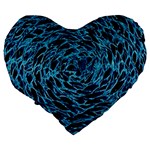 Neon Abstract Surface Texture Blue Large 19  Premium Heart Shape Cushions Back