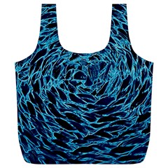 Neon Abstract Surface Texture Blue Full Print Recycle Bag (xl)