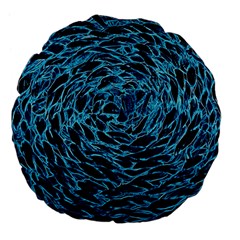 Neon Abstract Surface Texture Blue Large 18  Premium Flano Round Cushions