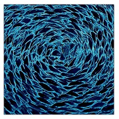 Neon Abstract Surface Texture Blue Large Satin Scarf (square)