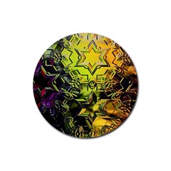 Background Star Abstract Colorful Rubber Round Coaster (4 Pack)  by HermanTelo