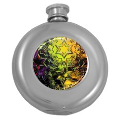 Background Star Abstract Colorful Round Hip Flask (5 Oz) by HermanTelo