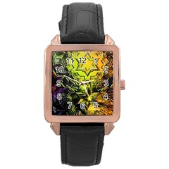 Background Star Abstract Colorful Rose Gold Leather Watch 