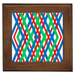 Geometric Line Rainbow Framed Tile by HermanTelo