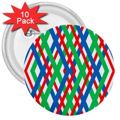 Geometric Line Rainbow 3  Buttons (10 Pack)  by HermanTelo