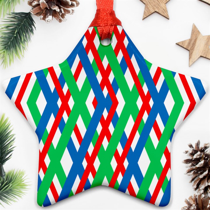 Geometric Line Rainbow Star Ornament (Two Sides)