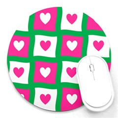 Pink Love Valentine Round Mousepads by Mariart