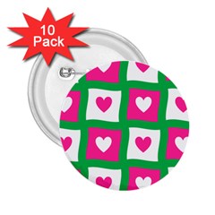 Pink Love Valentine 2 25  Buttons (10 Pack)  by Mariart