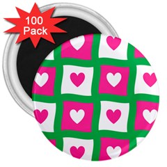 Pink Love Valentine 3  Magnets (100 Pack) by Mariart