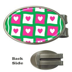 Pink Love Valentine Money Clips (oval)  by Mariart