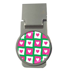 Pink Love Valentine Money Clips (round)  by Mariart