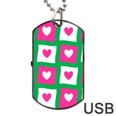 Pink Love Valentine Dog Tag Usb Flash (two Sides) by Mariart