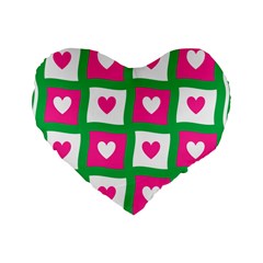 Pink Love Valentine Standard 16  Premium Flano Heart Shape Cushions by Mariart