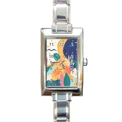 Tropical Pattern Rectangle Italian Charm Watch by Valentinaart