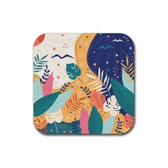 Tropical Pattern Rubber Coaster (square)  by Valentinaart