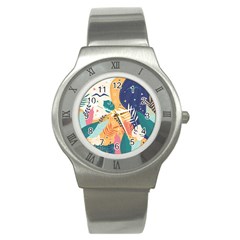 Tropical Pattern Stainless Steel Watch by Valentinaart