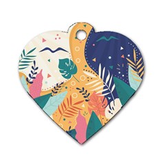 Tropical Pattern Dog Tag Heart (two Sides)