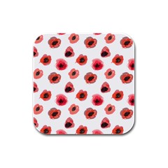 Poppies Rubber Square Coaster (4 Pack)  by scharamo