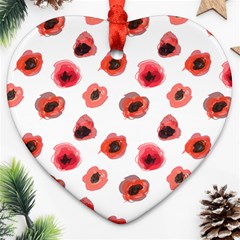 Poppies Heart Ornament (two Sides) by scharamo