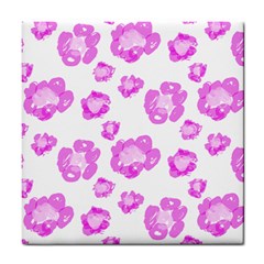 Pink Flower Tile Coaster by scharamo