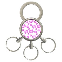 Pink flower 3-Ring Key Chain