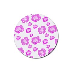 Pink flower Rubber Coaster (Round) 