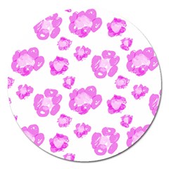 Pink flower Magnet 5  (Round)