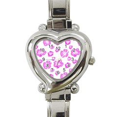 Pink flower Heart Italian Charm Watch