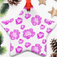 Pink flower Star Ornament (Two Sides)