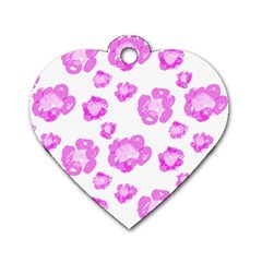 Pink flower Dog Tag Heart (One Side)