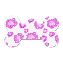 Pink flower Dog Tag Bone (Two Sides)