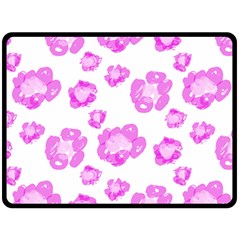 Pink flower Fleece Blanket (Large) 