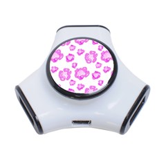 Pink flower 3-Port USB Hub