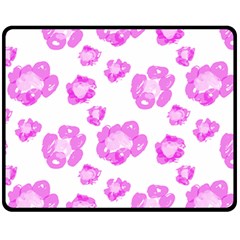 Pink flower Double Sided Fleece Blanket (Medium) 