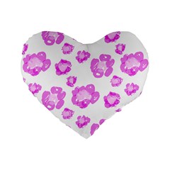 Pink flower Standard 16  Premium Flano Heart Shape Cushions