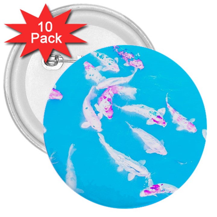 Koi Carp Scape 3  Buttons (10 pack) 