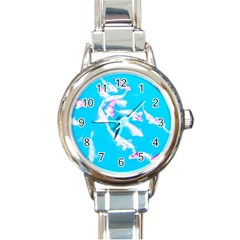 Koi Carp Scape Round Italian Charm Watch by essentialimage