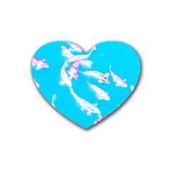 Koi Carp Scape Heart Coaster (4 Pack)  by essentialimage