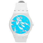 Koi Carp Scape Round Plastic Sport Watch (M) Front