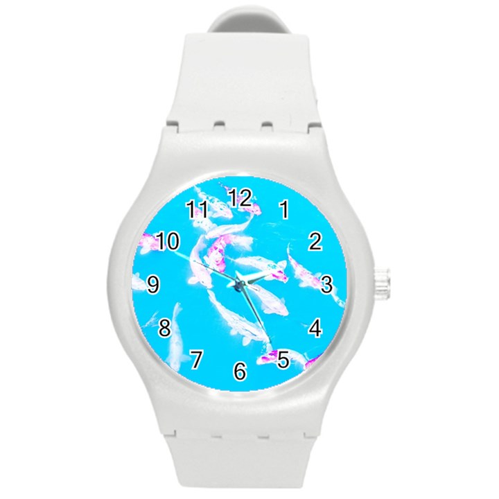 Koi Carp Scape Round Plastic Sport Watch (M)