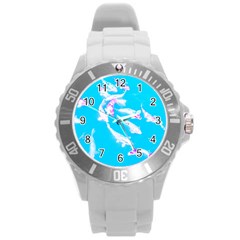 Koi Carp Scape Round Plastic Sport Watch (l) by essentialimage